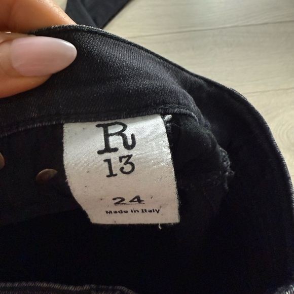 R13 Slouch Skinny Black Denim Jeans - Picture 12 of 16